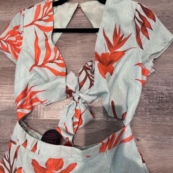 Hot Miami Styles Romper Blue Maxi Dress With Slits NWT - Picture 2 of 5